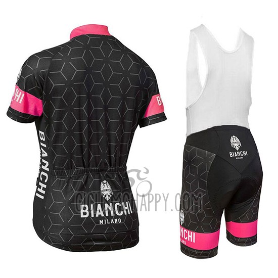 Bianchi Nevola Cycling Jersey Bib Short 2018 Women Short Sleeve Black and Pink