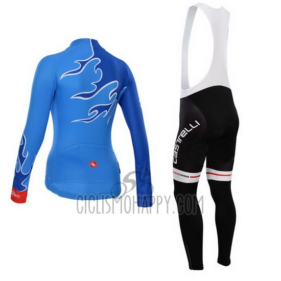 Castelli Cycling Jersey Bib Tight 2014 Women Long Sleeve Sky Blue
