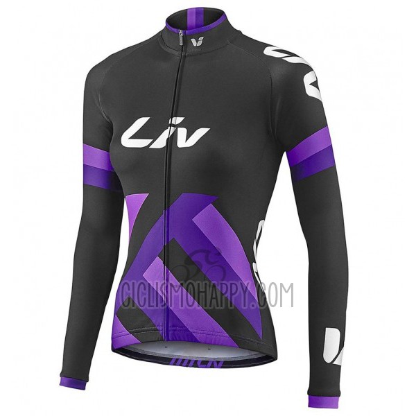Liv Cycling Jersey Bib Tight 2017 Women Long Sleeve Black and Purple