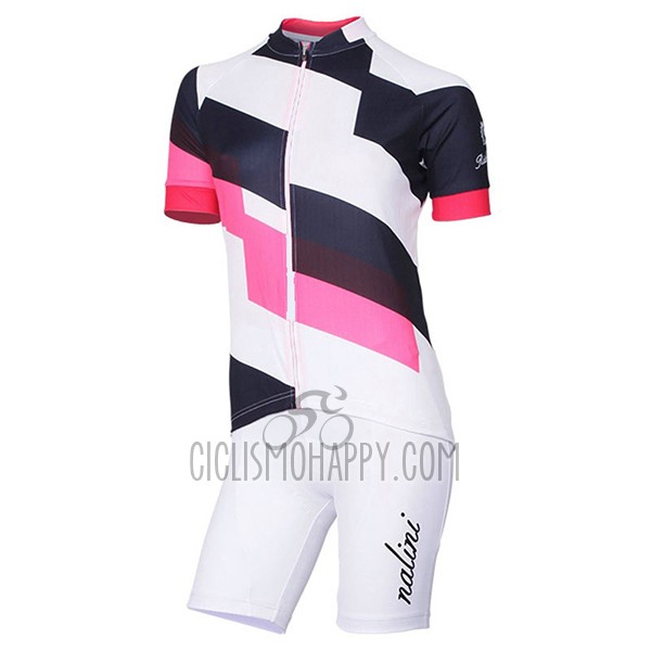 Nalini Stripe Cycling Jersey Bib Short 2017 Women Short Sleeve Pink and Black