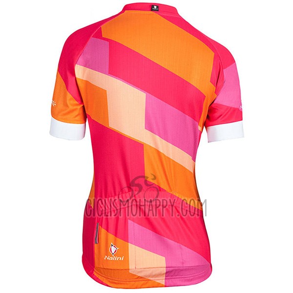 Nalini Stripe Cycling Jersey Bib Short 2017 Women Short Sleeve Red and Orange