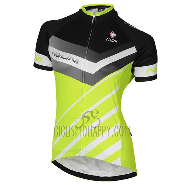Nalini Zebrana Cycling Jersey Bib Short 2017 Women Short Sleeve Green and Black