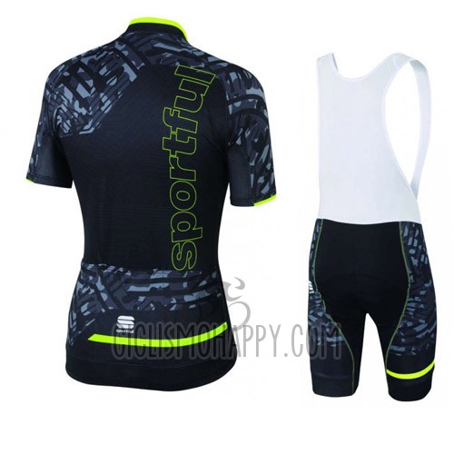 Sportful Cycling Jersey Bib Short 2016 Women Short Sleeve Green and Black