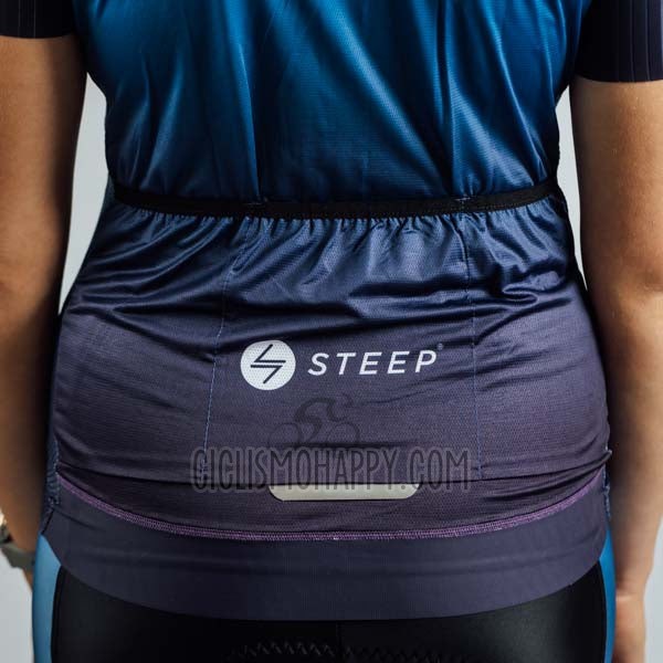 Steep Cycling Jersey Bib Short 2023 Men Short Sleeve Blue Black