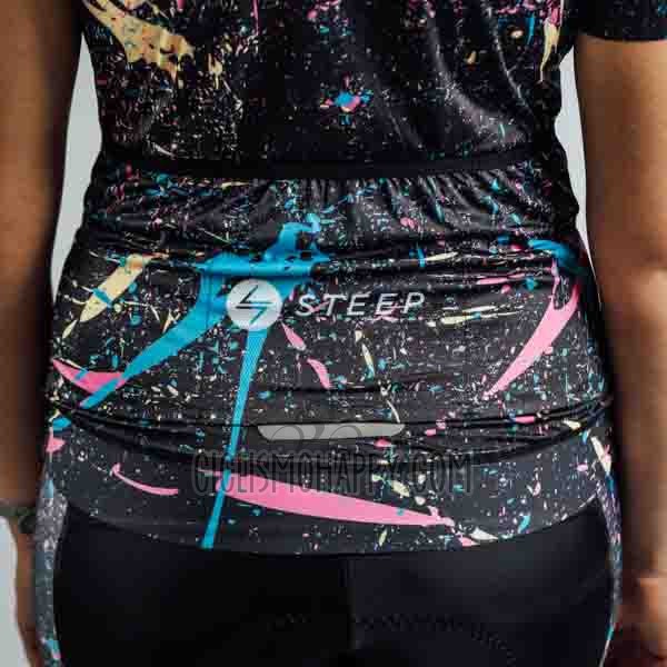Steep Cycling Jersey Bib Short 2023 Women Short Sleeve Black White