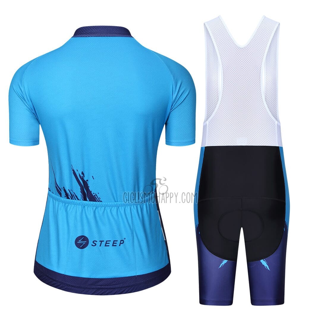 Steep Cycling Jersey Bib Short 2023 Women Short Sleeve Blue Black