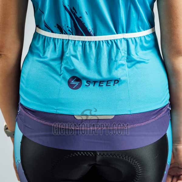 Steep Cycling Jersey Bib Short 2023 Women Short Sleeve Blue Black