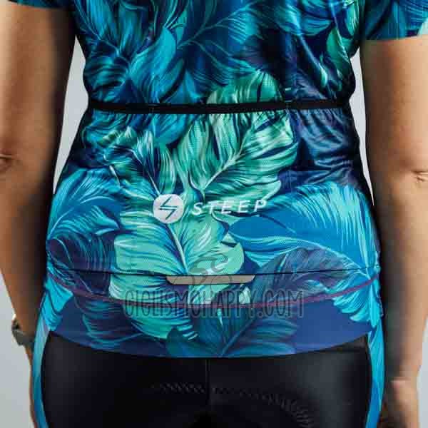 Steep Cycling Jersey Bib Short 2023 Women Short Sleeve Blue Black