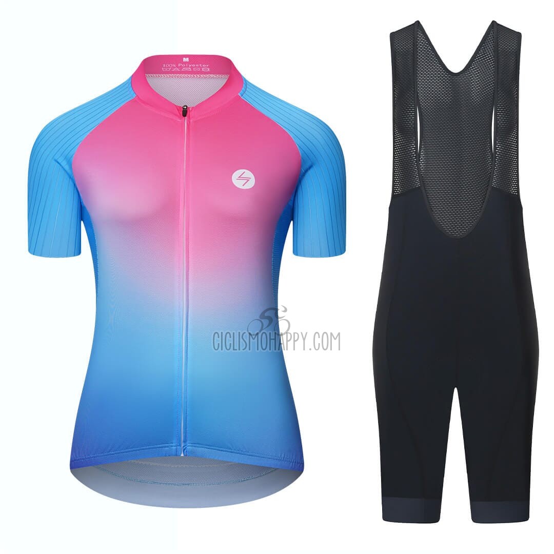 Steep Cycling Jersey Bib Short 2023 Women Short Sleeve Blue Black