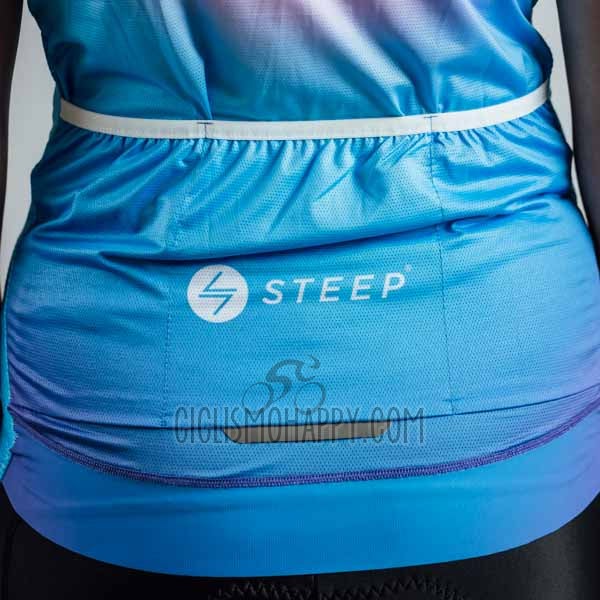Steep Cycling Jersey Bib Short 2023 Women Short Sleeve Blue Black