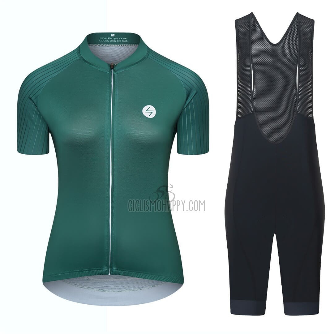 Steep Cycling Jersey Bib Short 2023 Women Short Sleeve Green Black