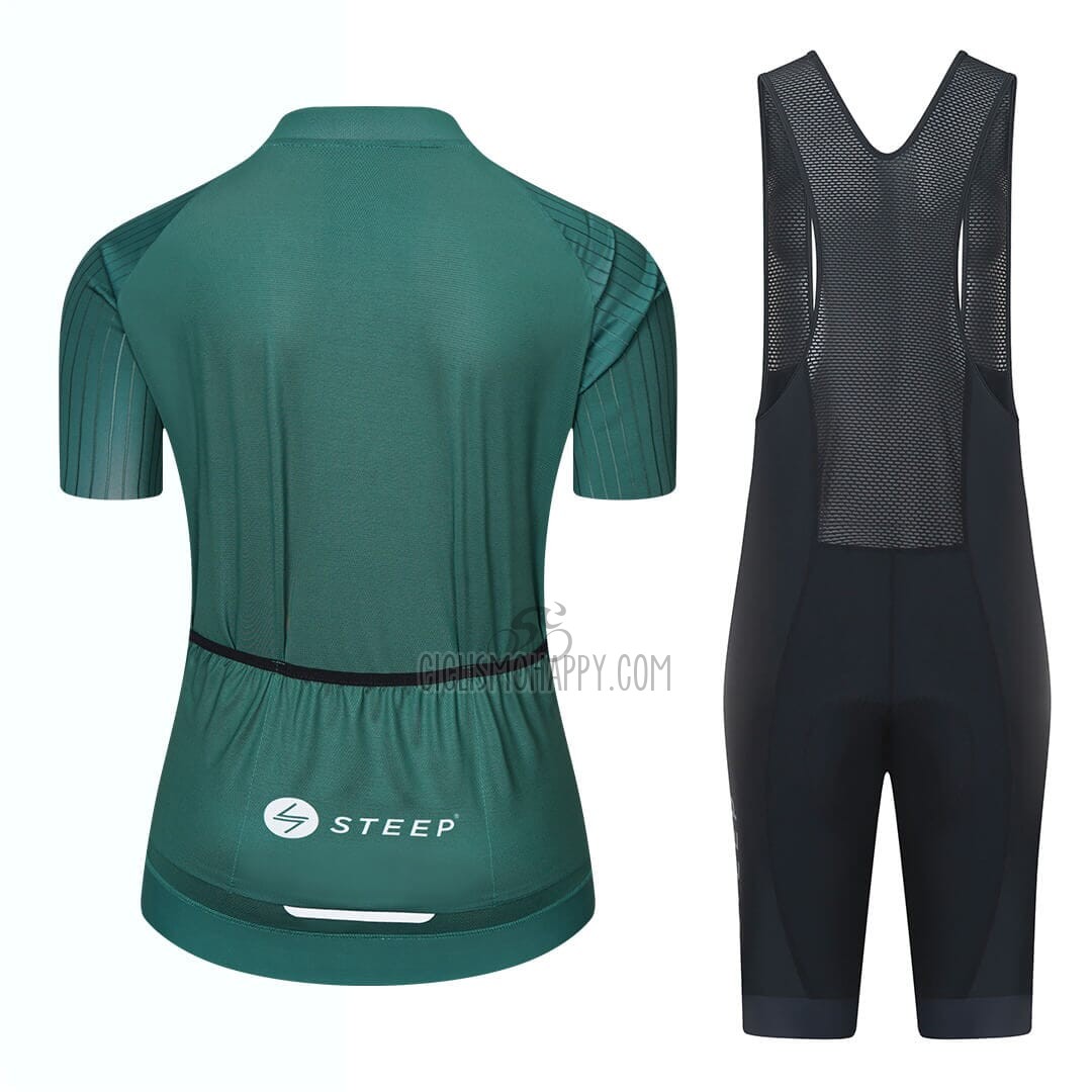Steep Cycling Jersey Bib Short 2023 Women Short Sleeve Green Black
