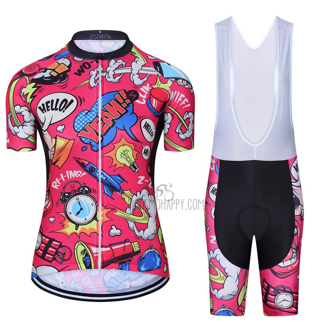 Steep Cycling Jersey Bib Short 2023 Women Short Sleeve Pink Black