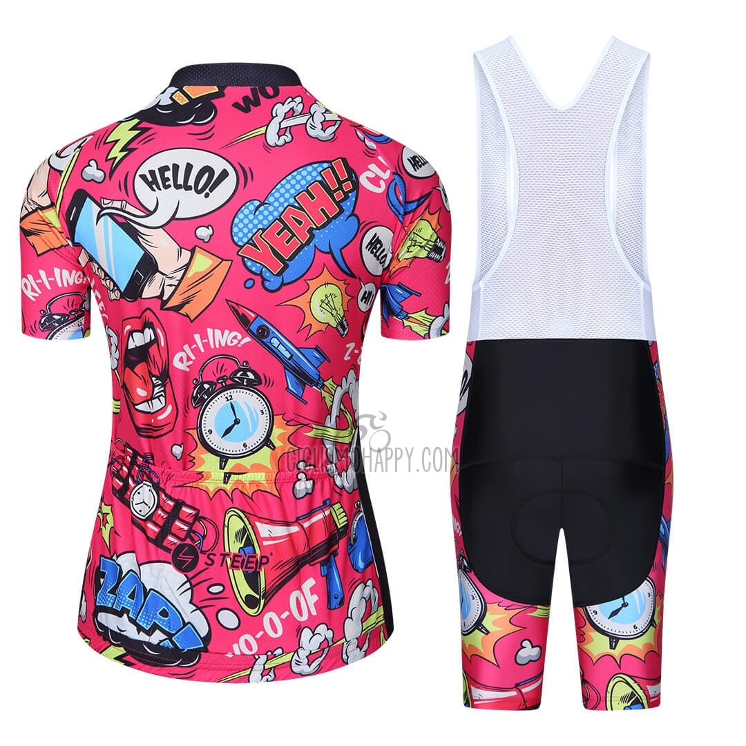 Steep Cycling Jersey Bib Short 2023 Women Short Sleeve Pink Black