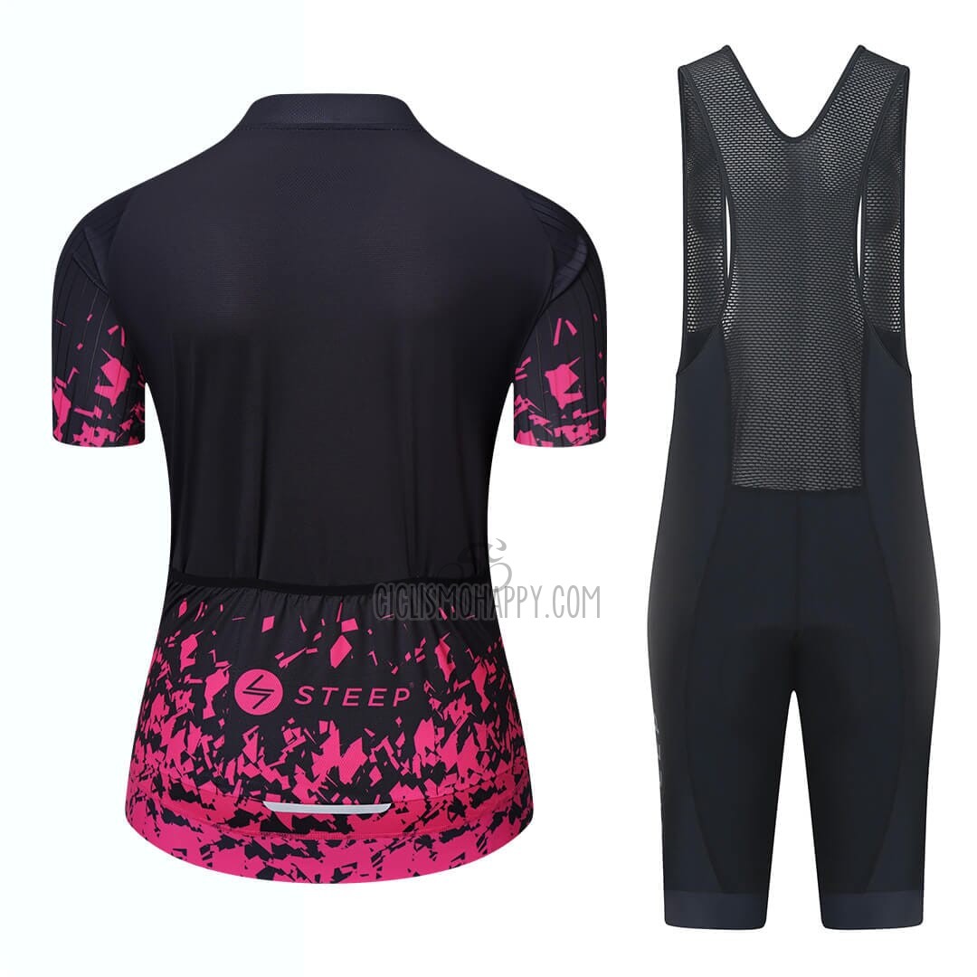 Steep Cycling Jersey Bib Short 2023 Women Short Sleeve Pink Black