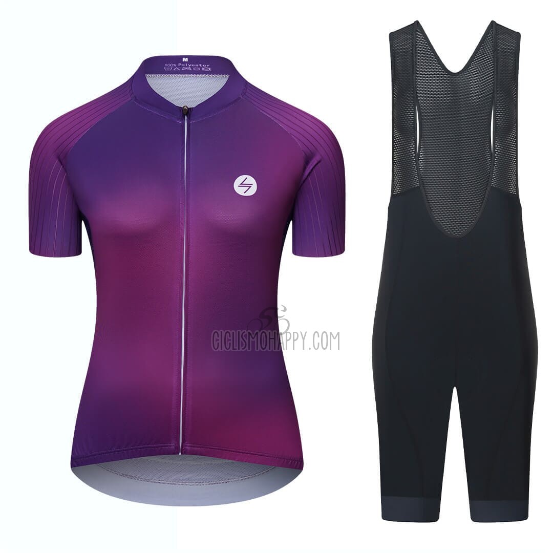 Steep Cycling Jersey Bib Short 2023 Women Short Sleeve Purple Black
