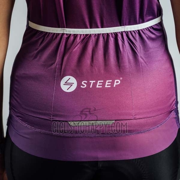 Steep Cycling Jersey Bib Short 2023 Women Short Sleeve Purple Black
